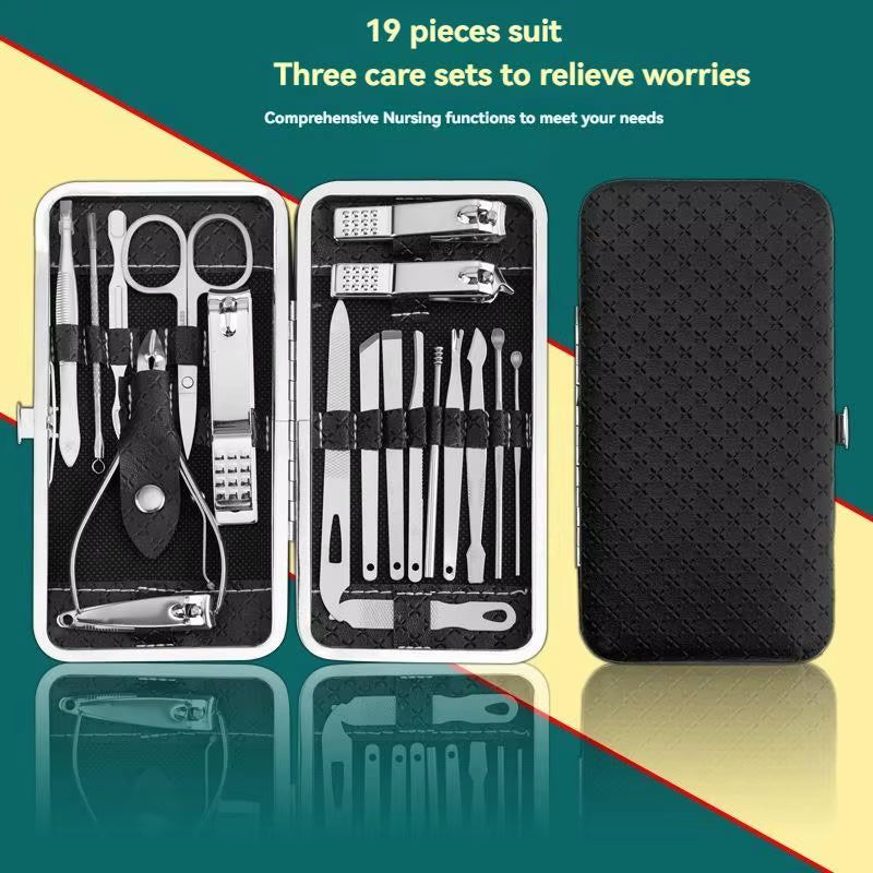 19Pcs Stainless Steel Nail Scissor Set Full Set Nail Clippers Household Cuticle Nipper Manicure Tools Nail Clippers