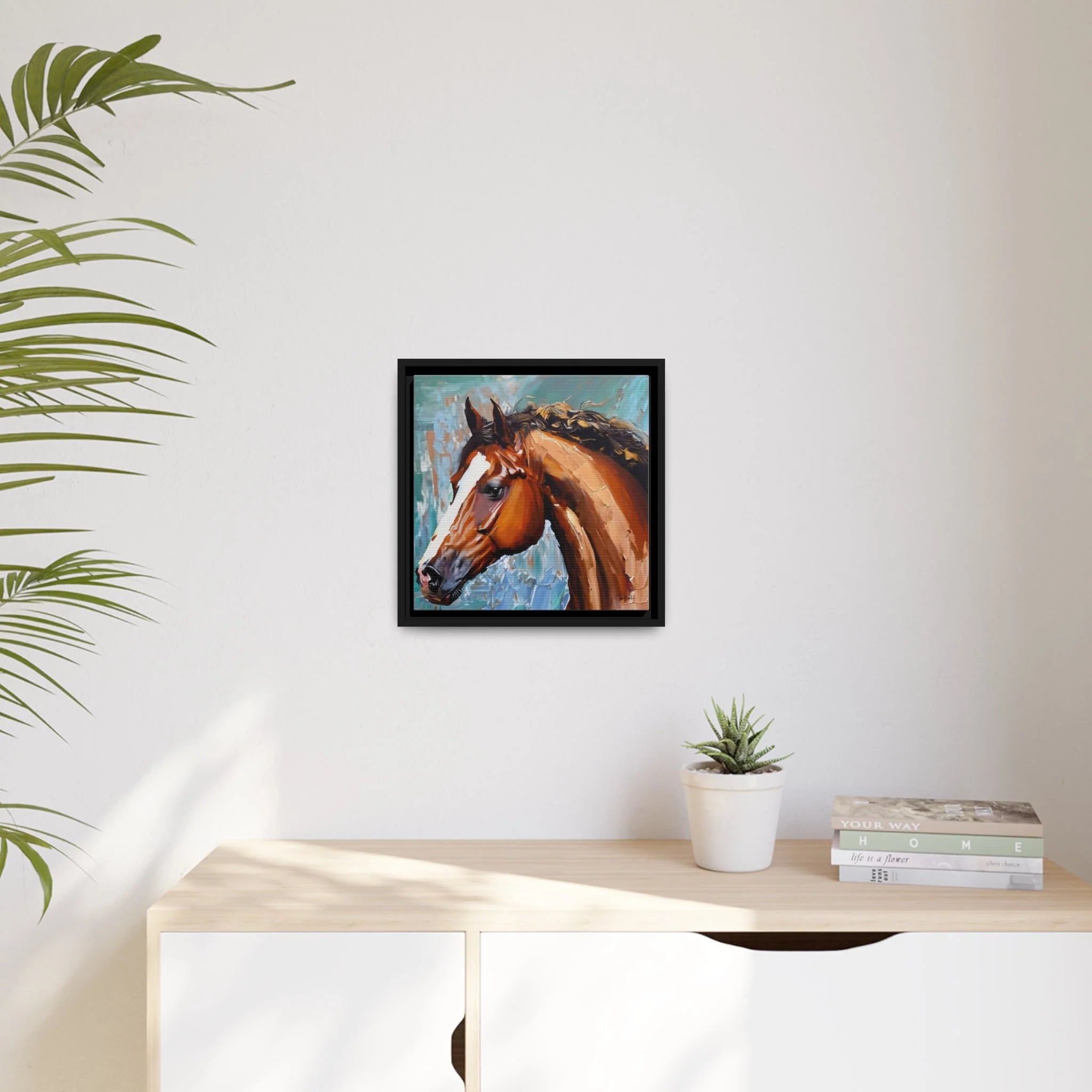 Brown Stallion Portrait Canvas Wall Art - Elevate Your Space with QueenNoble's Masterpiece