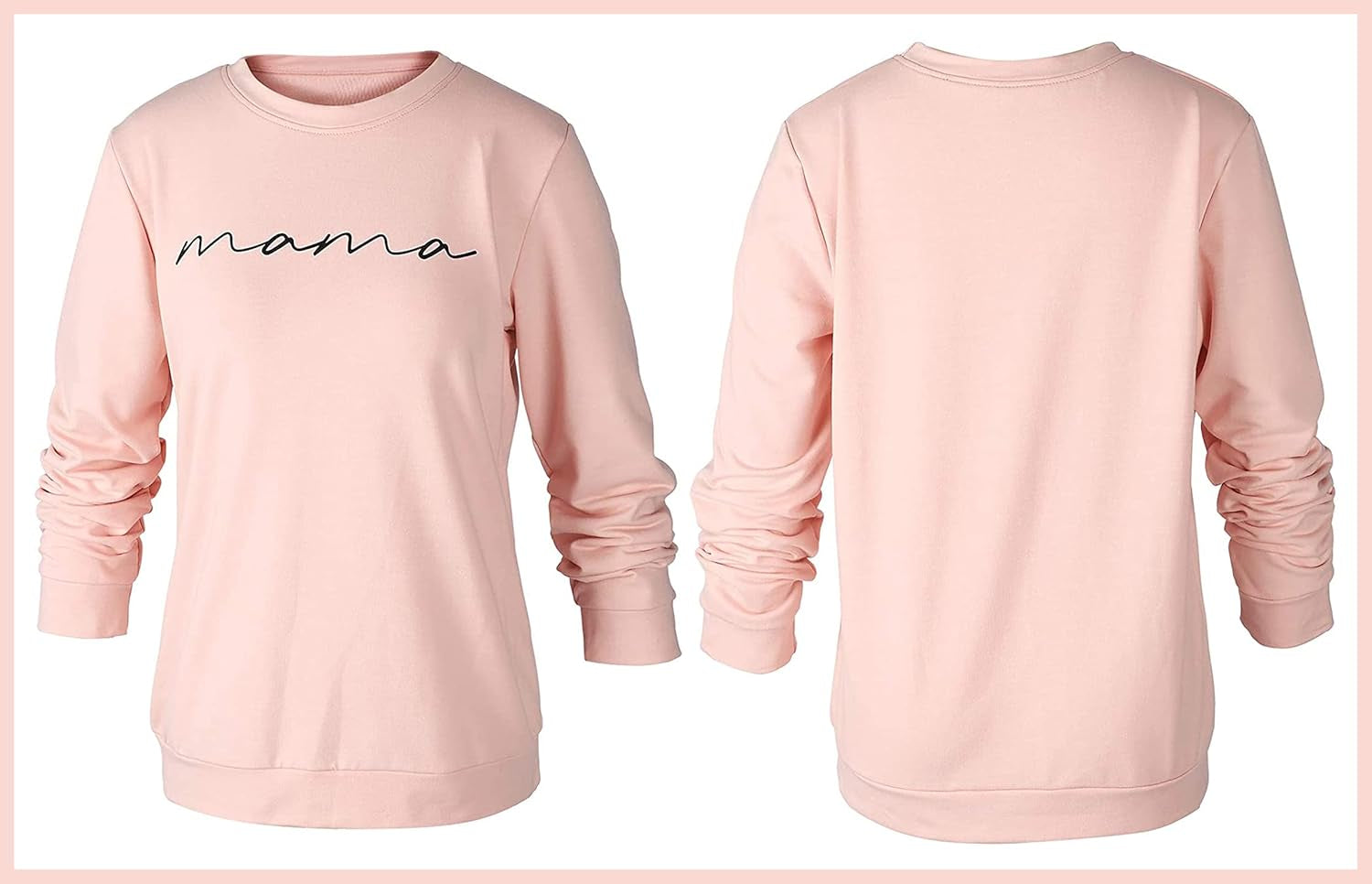 Chic & Comfy Womens Crewneck Sweatshirt with Mama Letter Print - Perfect for Moms!