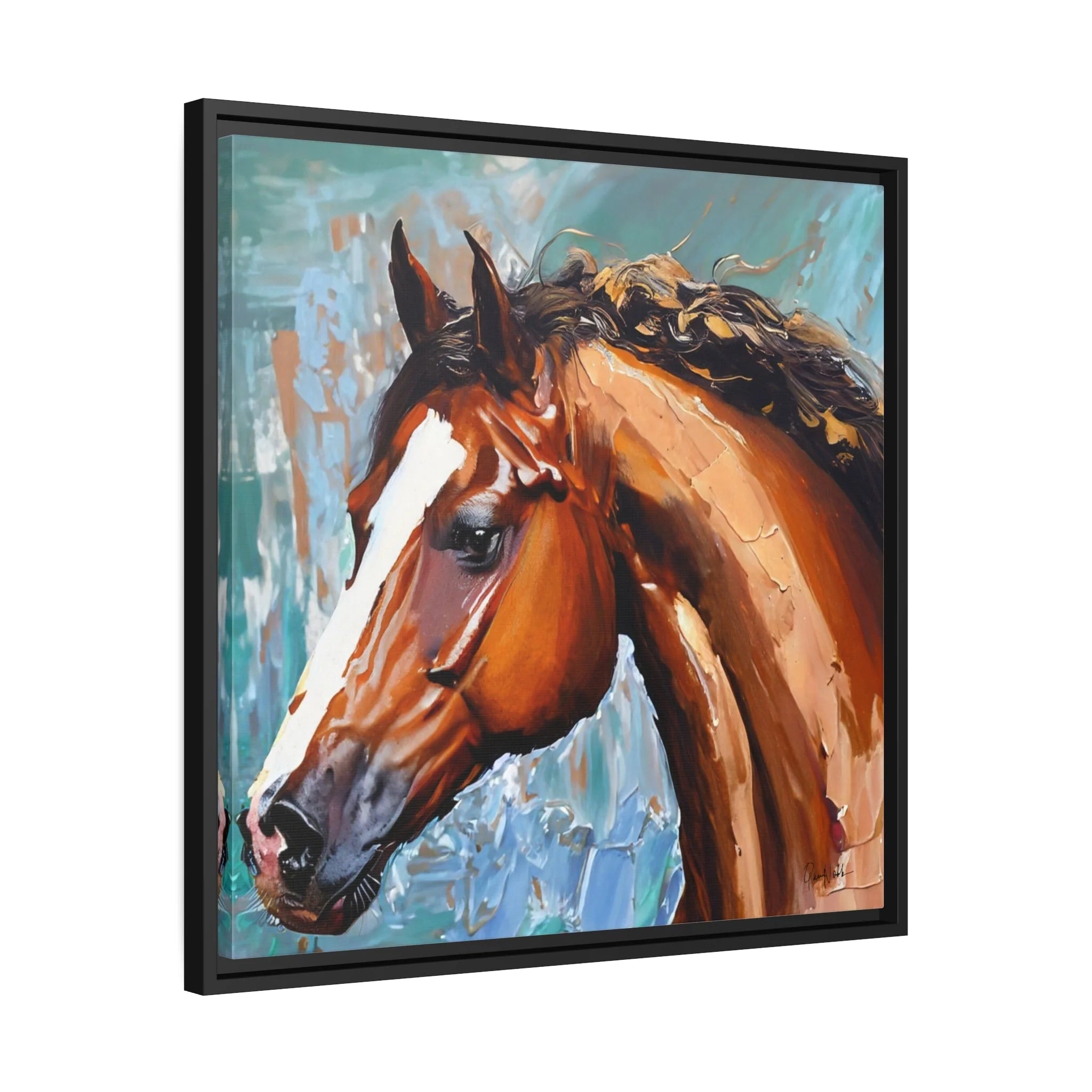Brown Stallion Portrait Canvas Wall Art - Elevate Your Space with QueenNoble's Masterpiece