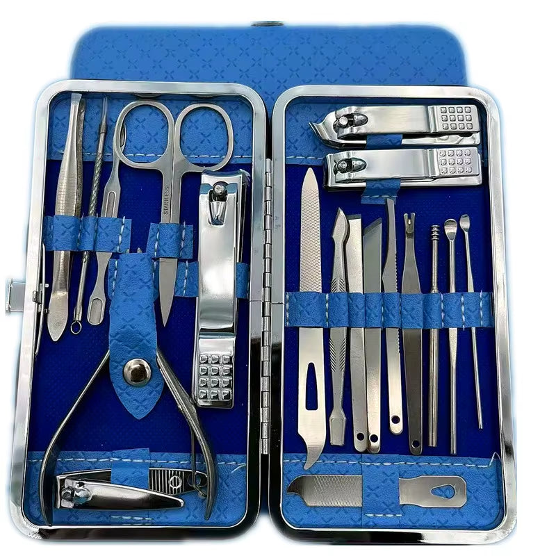 19Pcs Stainless Steel Nail Scissor Set Full Set Nail Clippers Household Cuticle Nipper Manicure Tools Nail Clippers