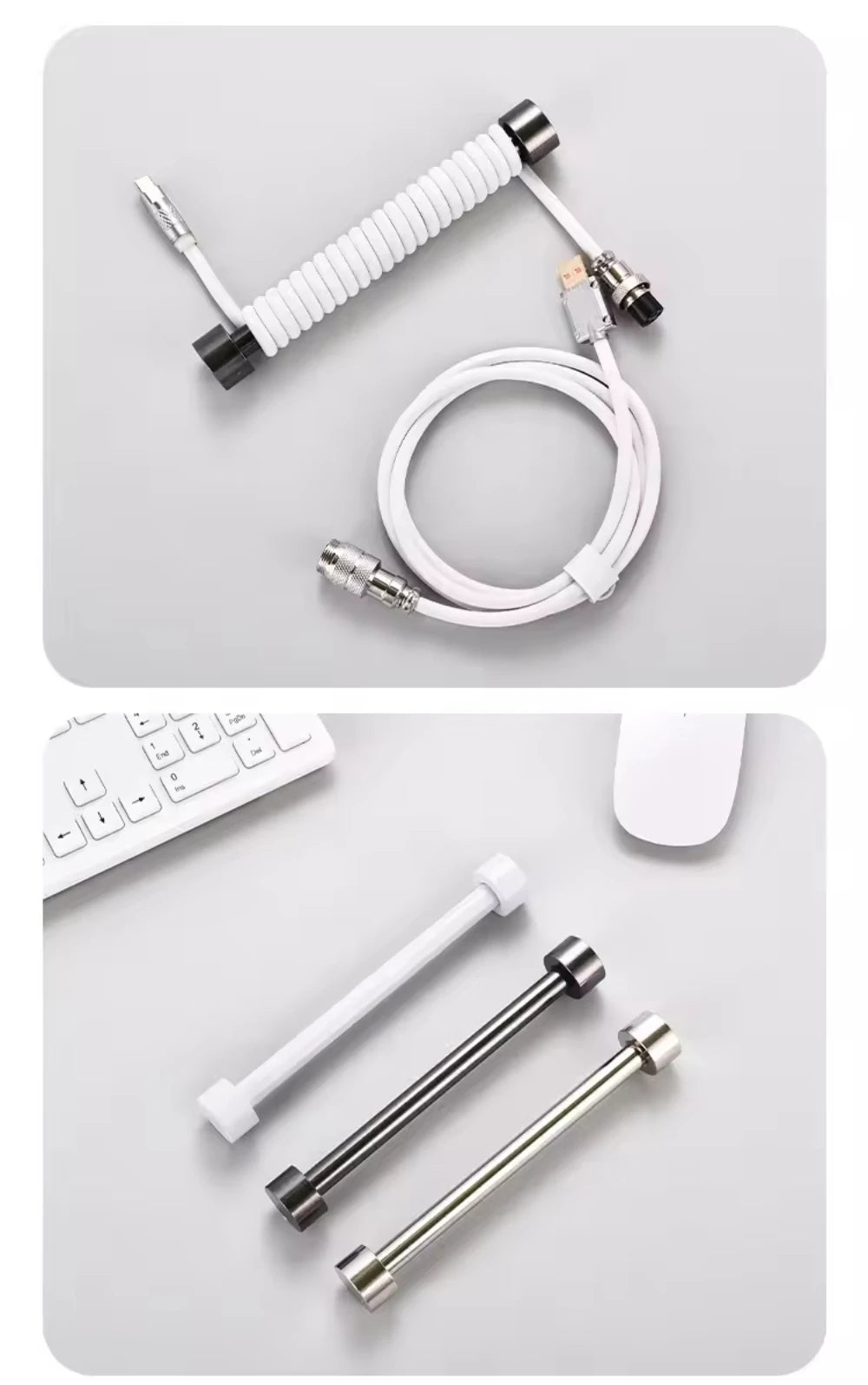 Coiled Cable Protection Rod Coiled Keyboard Cable Weight Rod Reel Stick Cable Organizer 18Cm All-Metal