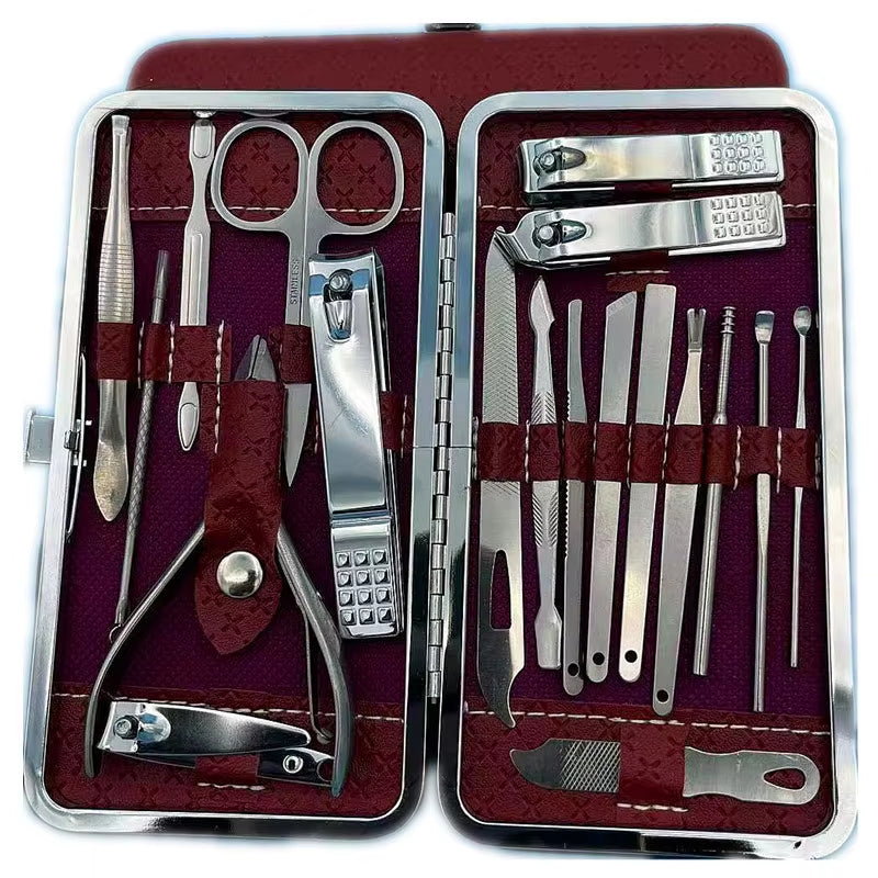 19Pcs Stainless Steel Nail Scissor Set Full Set Nail Clippers Household Cuticle Nipper Manicure Tools Nail Clippers