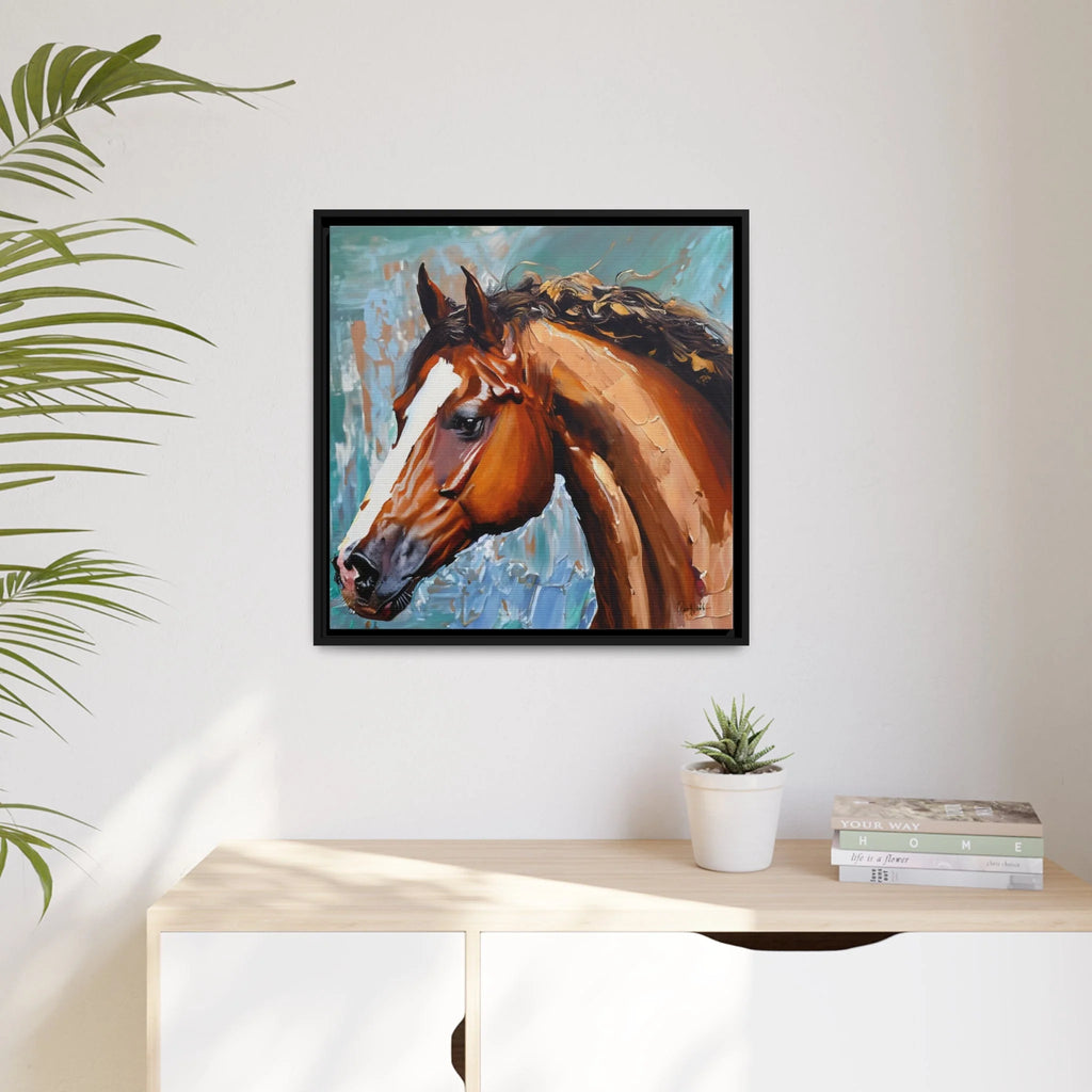 Brown Stallion Portrait Canvas Wall Art - Elevate Your Space with QueenNoble's Masterpiece
