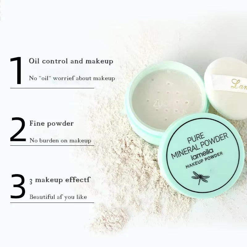 3 Colors Makeup Loose Powder Transparent Natural Face Finishing Powder Professional Oil-Control Waterproof Matte Setting Powder