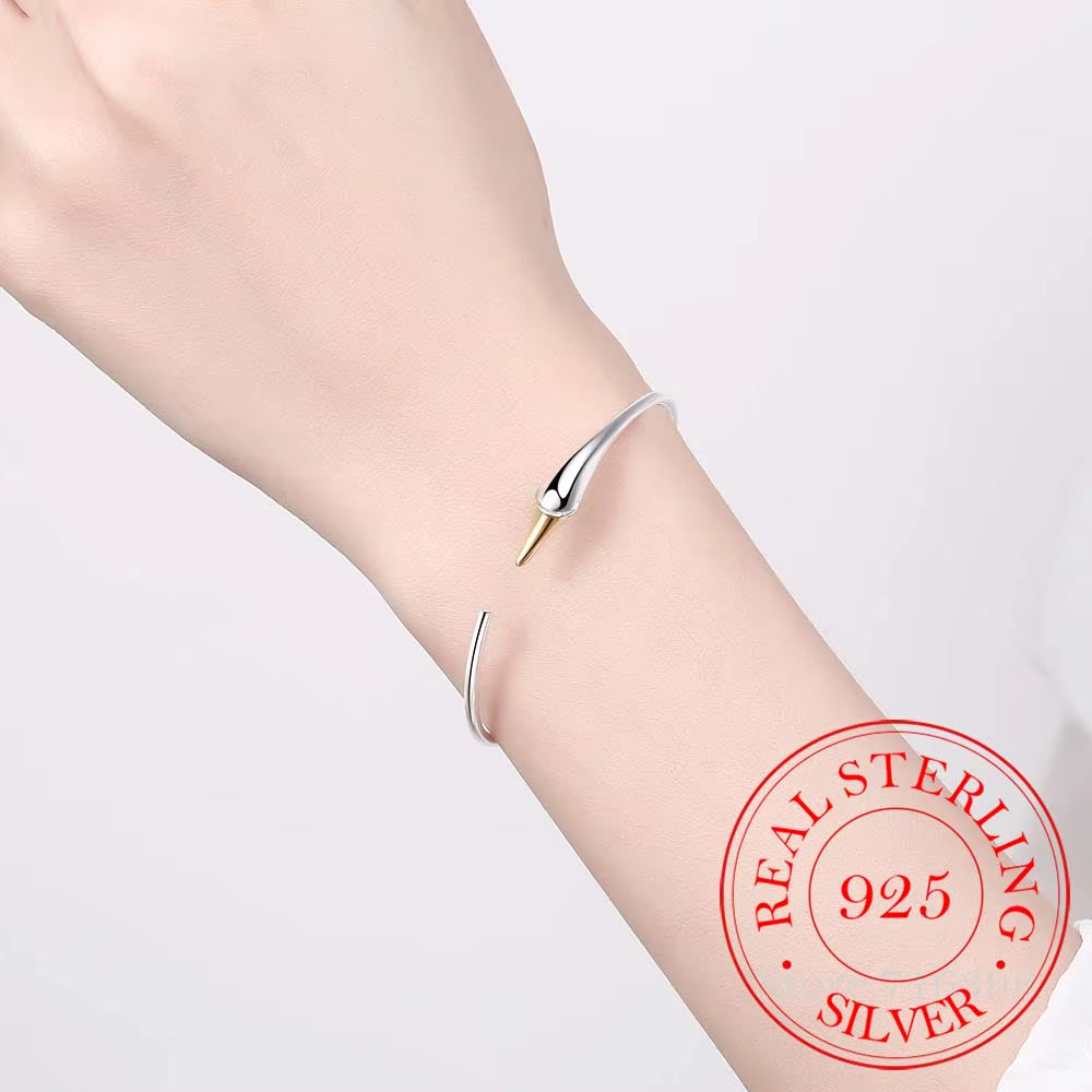 925 Sterling Silver Swan Cuff Bangles Fashionable Simple Adjustable Open Bangles for Women Elegant Festival Jewelry